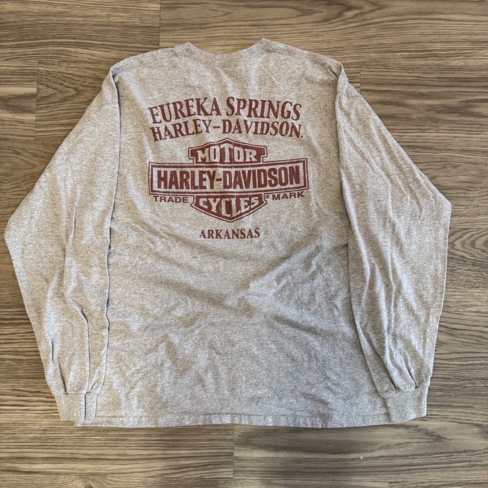 Harley-Davidson Eureka Springs Arkansas Long Sleeve T-Shirt Grey Mens XL